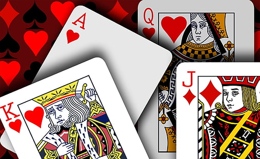Покер, четири карти за игра, игри, покер, HD тапет HD wallpaper