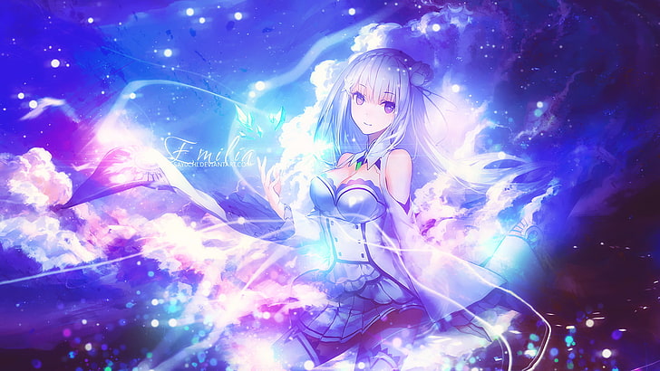 re: zero starting life in another world, emilia, white hair, Anime, HD wallpaper