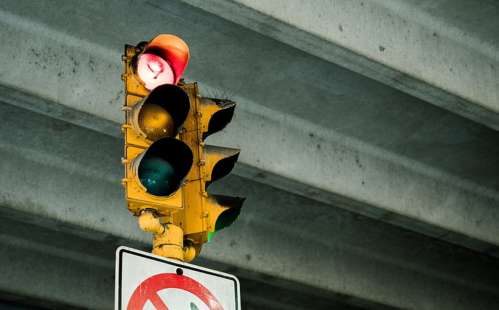 жълт светофар, светофар, знак, движение, HD тапет