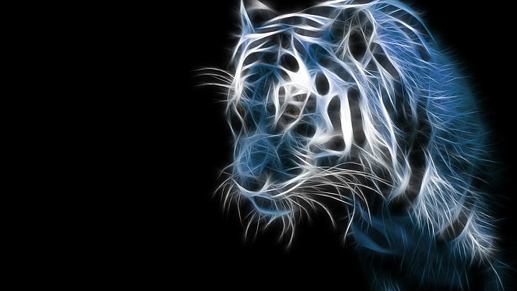 тигър илюстрация, животни, тигър, големи котки, дигитално изкуство, прост фон, HD тапет