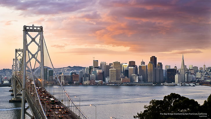 Die Bucht-Brücke, die San Francisco, Kalifornien, Architektur übersieht, HD-Hintergrundbild
