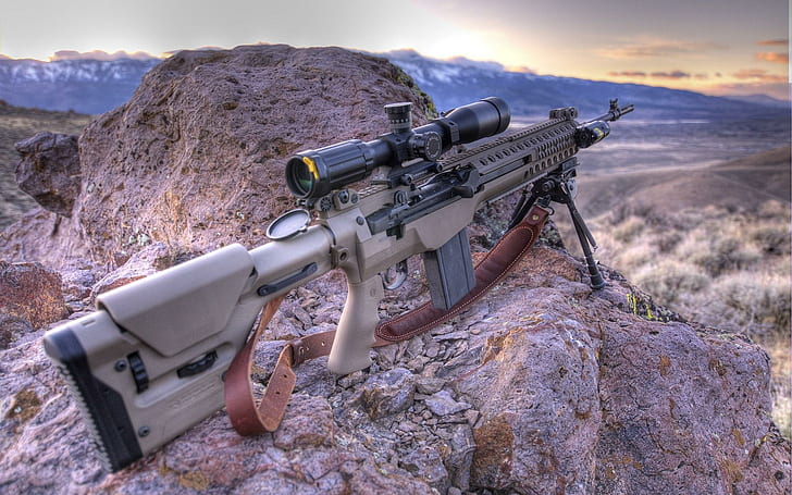 M1A rifle, gray and black sniping rifle, photography, 1920x1200, rifle, m1a rifle, HD wallpaper