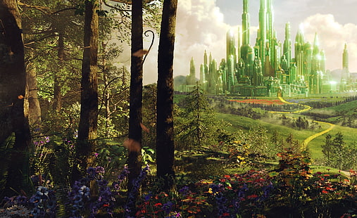 Oz The Great And Powerful - Land of Oz, green castle wallpaper, Movies, Oz the Great and Powerful, Great, Fantasy, Adventure, mars, 2013, Powerful, emerald city, land of oz, Fond d'écran HD HD wallpaper