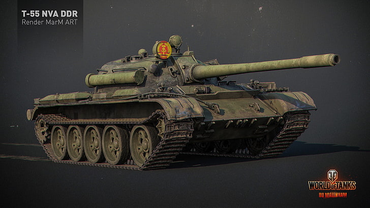 Обои Worlds Of Tanks T-55 NVA DDR, World of Tanks, танк, wargaming, рендер, видеоигры, Т-55, HD обои