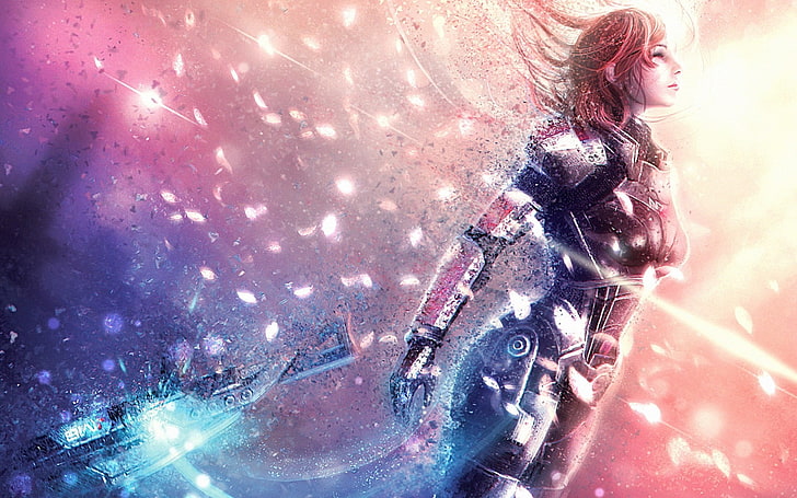 Ilustración de mujer animada, Jane Shepard, Mass Effect, videojuegos, Mass Effect 3, Fondo de pantalla HD
