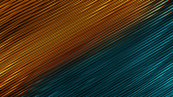 синие и оранжевые цифровые обои, линии, цифровое искусство, красочные, абстрактные, HD обои HD wallpaper