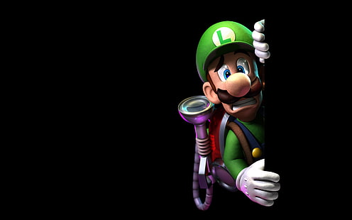 Luigi, Mario Bros, video game, latar belakang sederhana, Nintendo, Luigi's Mansion: Dark Moon, Luigi's Mansion, Wallpaper HD HD wallpaper