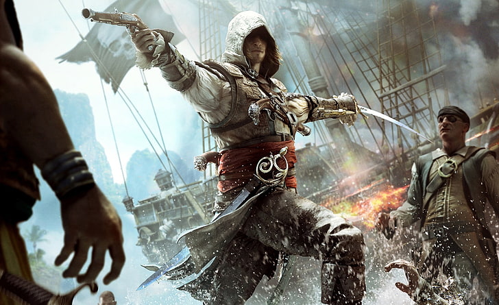 Assassins Creed IV Black Flag Edward Kenway, Assassin's Creed Black Flag fondo de pantalla digital, Juegos, Assassin's Creed, videojuego, 2013, assassin's creed 4, edward kenway, Fondo de pantalla HD
