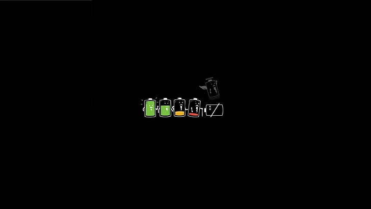 five batteries animated characters, minimalism, battery, HD wallpaper