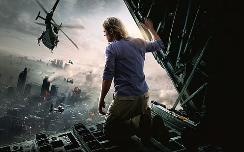 Fondo de pantalla digital de la Guerra Mundial Z, Guerra Mundial Z, Caos, Brad Pitt, Fondo de pantalla HD HD wallpaper