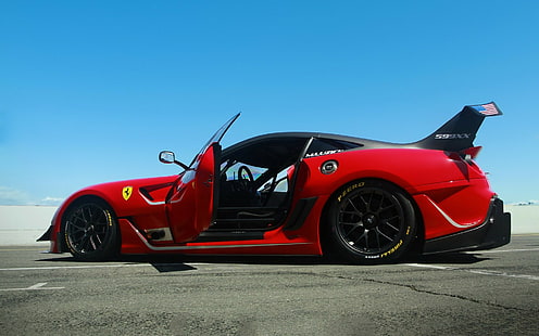 samochód, Ferrari, Ferrari 599, Ferrari 599XX, samochody czerwone, samochody wyścigowe, samochody włoskie, Tapety HD HD wallpaper