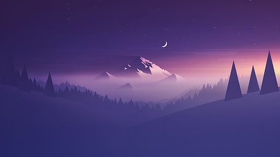  minimalism, mountains, artwork, landscape, HD wallpaper HD wallpaper