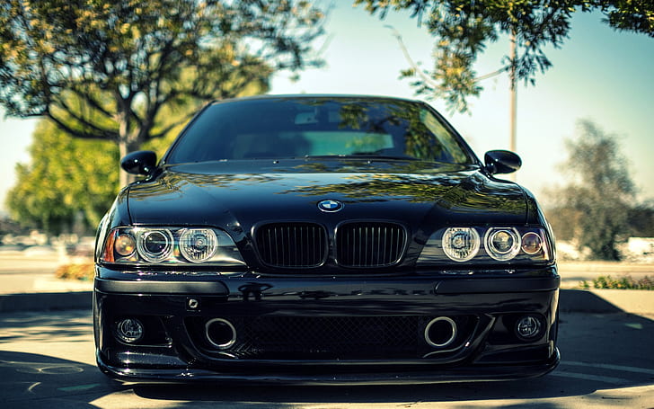 BMW M5 E39 black car front view, BMW, Black, Car, Front, View, HD wallpaper