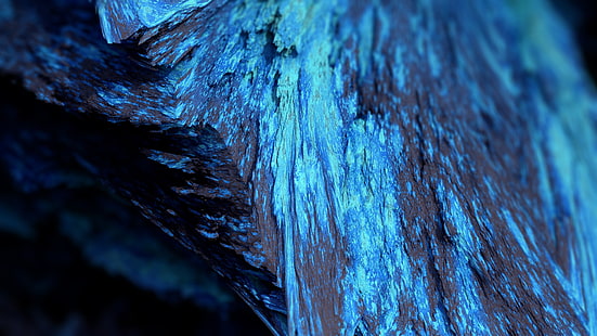 Minerales procesales, minerales, azul, profundidad de campo, resumen, render, CGI, ilustraciones, arte digital, cian, Fondo de pantalla HD HD wallpaper