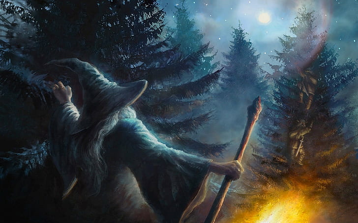 O Senhor dos Anéis O Hobbit Desenho de Árvores Assistente Gandalf HD, fantasia, árvores, desenho, anéis, senhor, assistente, hobbit, gandalf, HD papel de parede