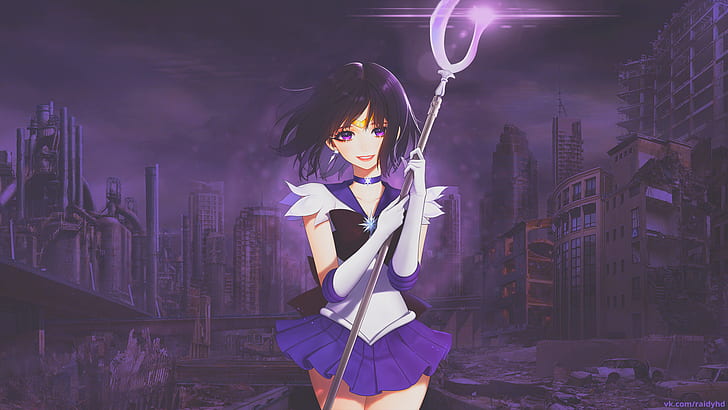 anime, anime girls, gambar-dalam-gambar, Sailor Saturn, Sailor Moon, Wallpaper HD