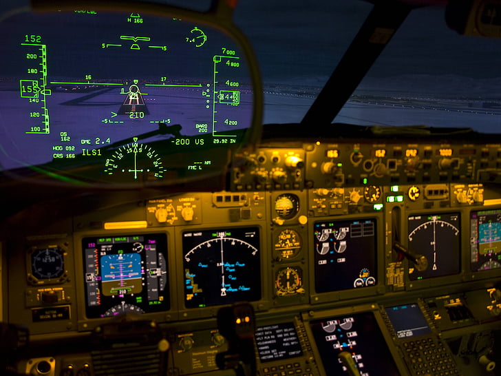 airplane, cockpit, display, heads up, military, HD wallpaper