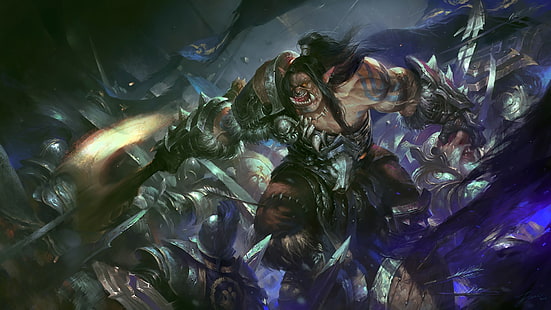 Wallpaper karakter Ax Dota, World of Warcraft, video game, grommash hellscream, Wallpaper HD HD wallpaper
