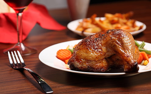 دجاج مشوي، دجاج، اطباق، مشوي، لذيذ، خلفية HD HD wallpaper