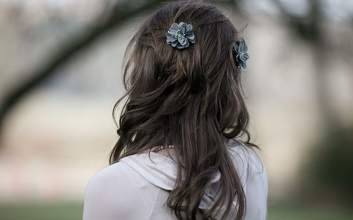 Penteado de flores, capuz branco feminino, fotografia, 2560x1600, mulher, penteado, HD papel de parede