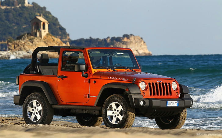 Jeep Wrangler 2012, orange jeep rubicon, 2012, jeep, wrangler, mobil, mobil lain, Wallpaper HD