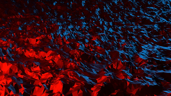 triángulo, 3D abstracto, abstracto, rojo, bajo poli, geometría, Fondo de pantalla HD HD wallpaper