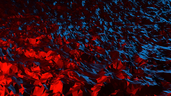 triángulo, bajo poli, rojo, abstracto, geometría, 3D abstracto, Fondo de pantalla HD HD wallpaper