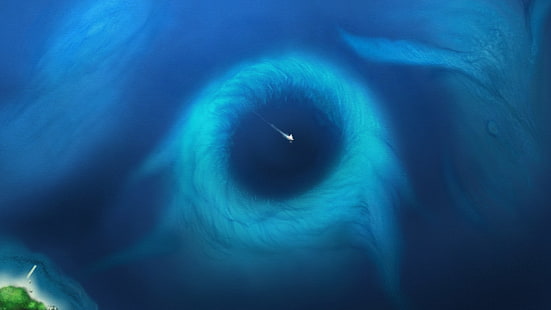 cuerpo de agua, foto aérea de debajo de la cueva de agua, agua, barco, mar, vista aérea, azul, naturaleza, Waterswirl, Fondo de pantalla HD HD wallpaper