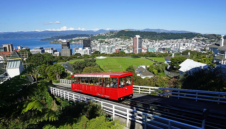 architecture, cable car, capital, city, new zealand, north island, wellington, HD wallpaper