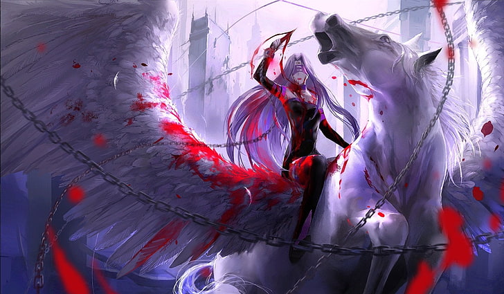 Fate Series, Fate / Stay Night, Horse, Rider (Fate / stay night), Wings, HD тапет
