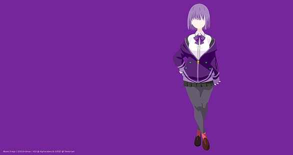 Anime, SSSS.Gridman, Akane Shinjou, dziewczyna, fioletowe włosy, spódnica, Tapety HD HD wallpaper
