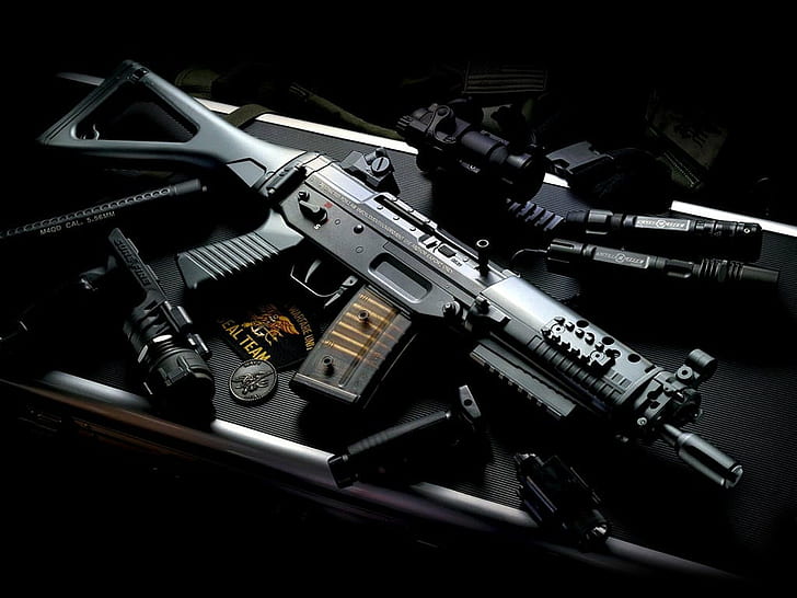 暴行、銃、銃、機械、軍隊、警察、ライフル、スワット、武器、武器、 HDデスクトップの壁紙