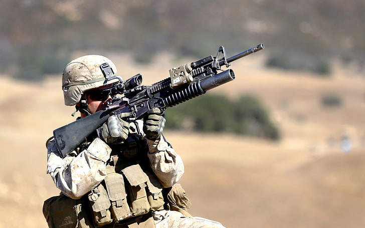 training, United States Marine Corps, medium machine gun, HD wallpaper