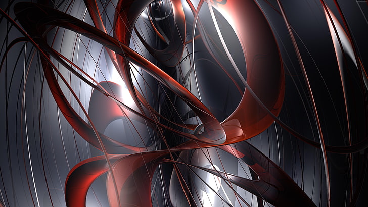 red, fractal, fractal art, abstract art, artwork, abstraction, graphics, darkness, graphic design, dgital art, 3d, HD wallpaper