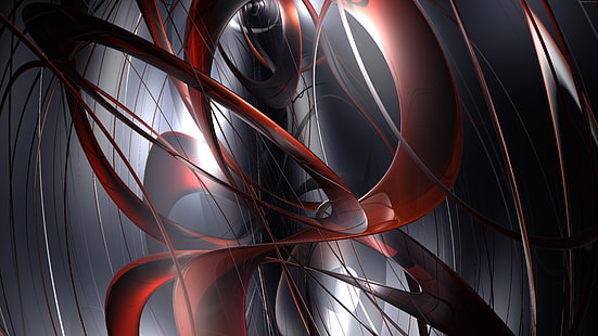 red, fractal, fractal art, abstract art, artwork, abstraction, graphics, darkness, graphic design, dgital art, 3d, HD wallpaper HD wallpaper