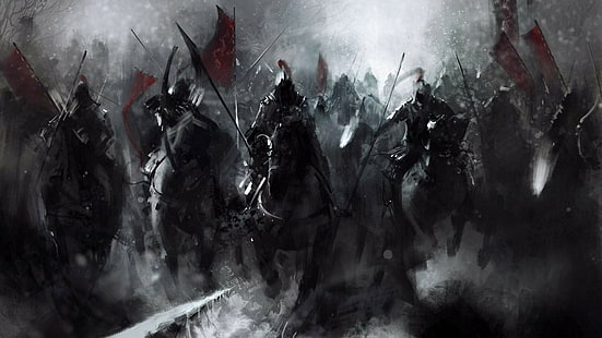tentara, busur, Kavaleri, pertempuran, abad pertengahan, seni fantasi, prajurit, perang, karya seni, Wallpaper HD HD wallpaper
