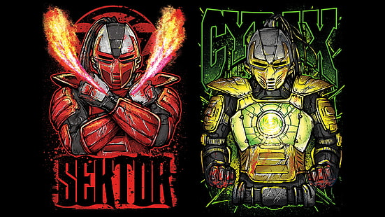 Mortal Kombat Sektor и Cyrax обои, Mortal Kombat, видеоигры, Сектор, Cyrax, HD обои HD wallpaper