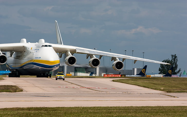 Антонов Ан-225 Мрия, самолет, товар, летище, писта, транспорт, HD тапет