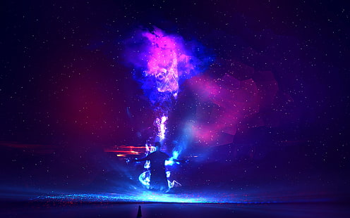 خلفية الدخان الأرجواني والوردي ، المجرة ، النجوم، خلفية HD HD wallpaper