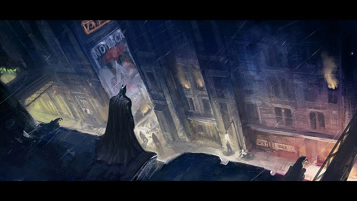 Batman arkham city, Fan art, Picture, Character, City, Street, Rain, HD wallpaper