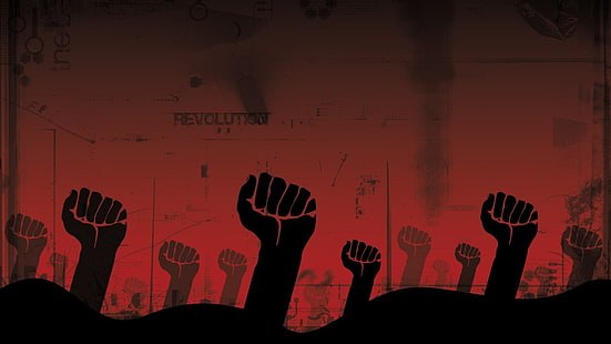 Революция цифровые обои, красный, кулаки, революция, HD обои HD wallpaper