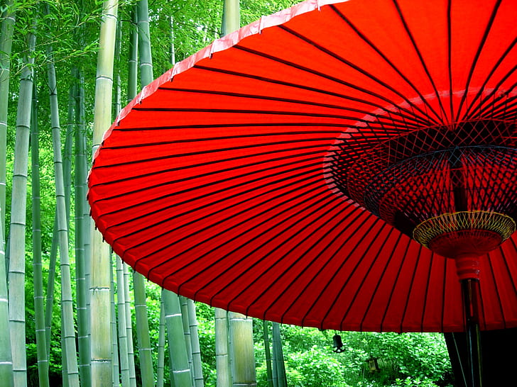 Oriental HD, red parasol, photography, oriental, HD wallpaper