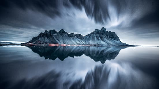 جبل فيستراهورن ، الطبيعة ، أيسلندا ، انعكاس، خلفية HD HD wallpaper