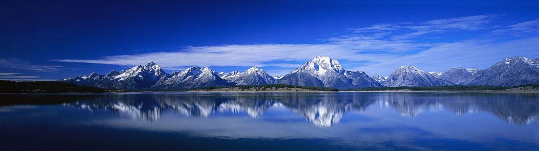 المسطحات المائية وجبال الألب ، وشاشات مزدوجة ، والجبال، خلفية HD HD wallpaper