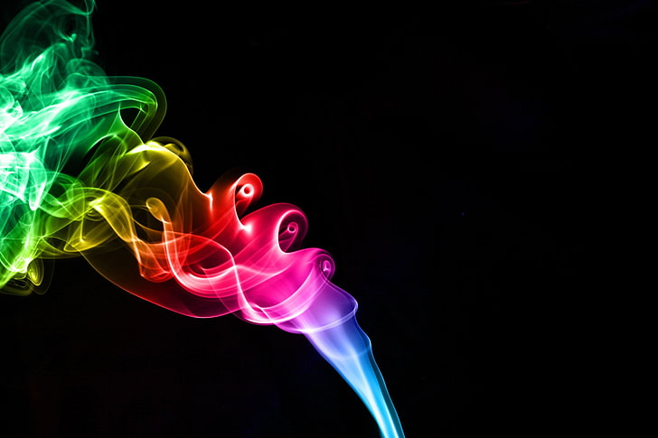 green, yellow, red, and blue smoke graphic illustration, Artistic, Nature, HD wallpaper