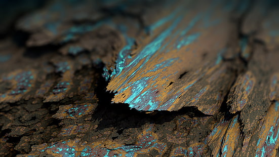 Minerali procedurali, minerali, marroni, opere d'arte, astratti, arte digitale, profondità di campo, Sfondo HD HD wallpaper