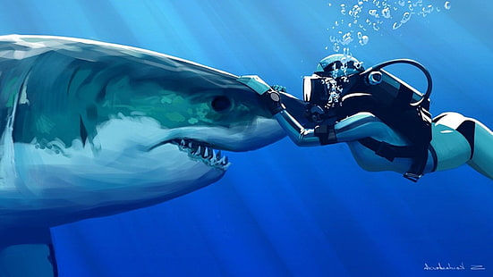 Grande tubarão branco, HD papel de parede HD wallpaper