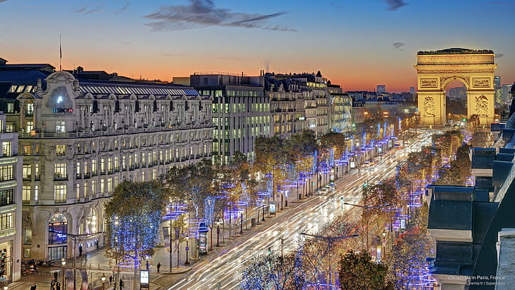 Boże Narodzenie w Paryżu, Francja, święta, Tapety HD