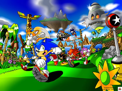Sonic, Sonic the Hedgehog, Metal Sonic, Tails (character), Shadow the Hedgehog, Knuckles, HD wallpaper HD wallpaper