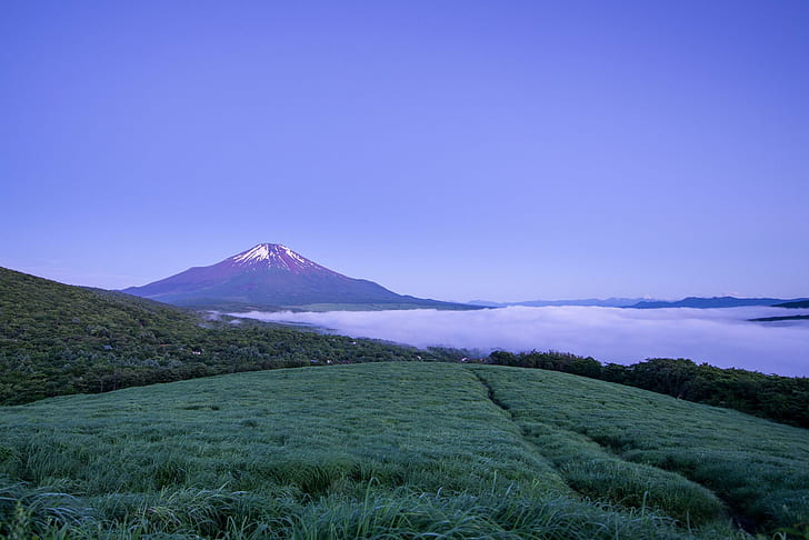volcano, honshu, mist, mountain, japan, fuji, mount etna, volcano, honshu, mist, mountain, japan, fuji, HD wallpaper
